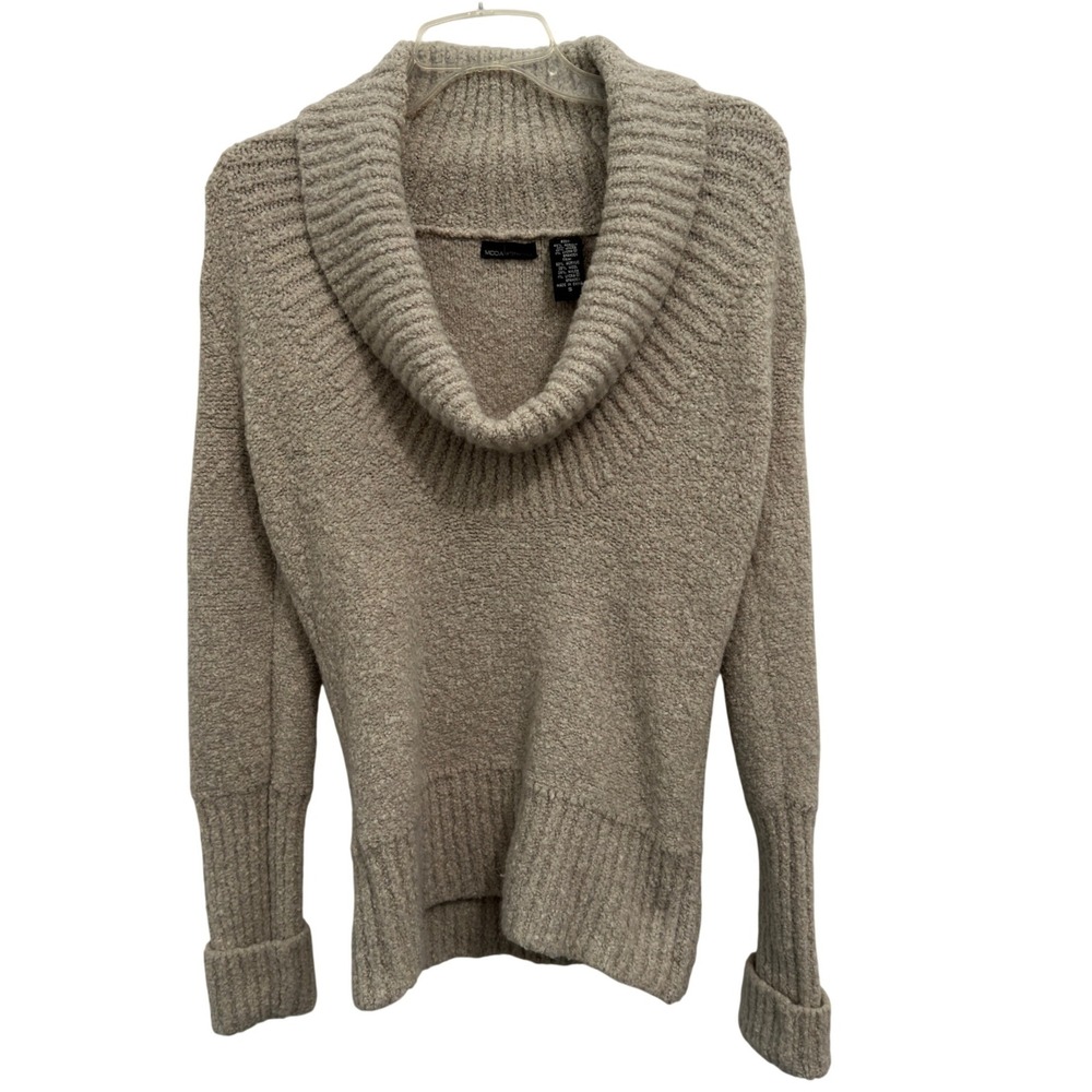 Moda International Victorias Secret Cowl Neck Sweater S Beige Boucle Y2K